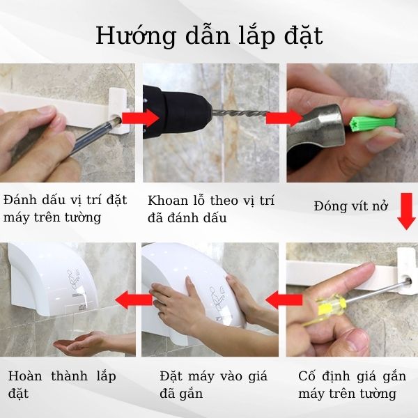Các bước lắp đặt máy sấy tay nhập khẩu
