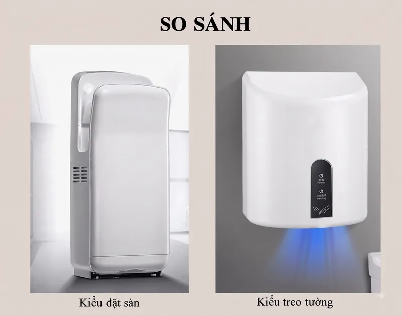 So sánh máy sấy tay dáng đứng và treo tường