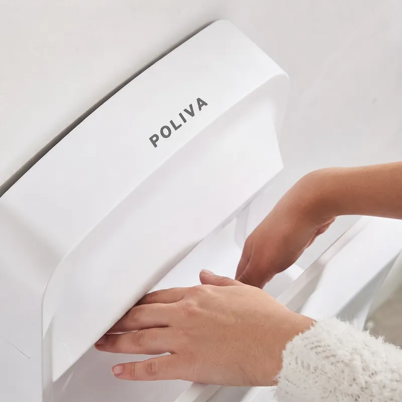 Máy sấy tay hoạt động trên cơ chế phả ra luồng gió làm khô tay