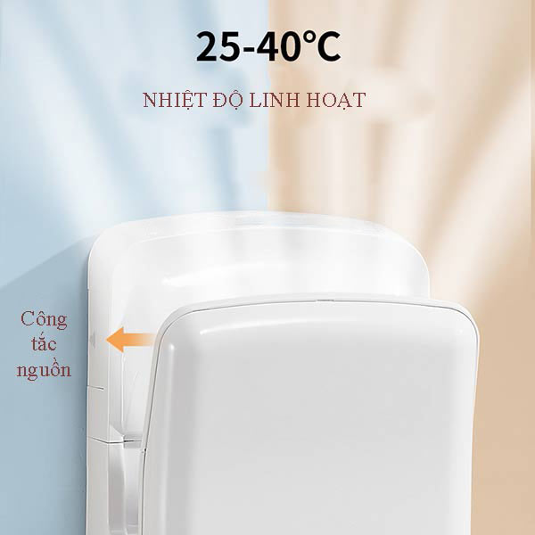 Máy sấy tay cung cấp nhiệt nóng làm khô từ 25 - 40 độ C