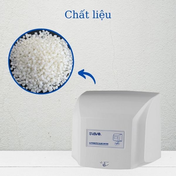 Máy sấy khô tay được làm từ nhựa ABS bền đẹp và cao cấp