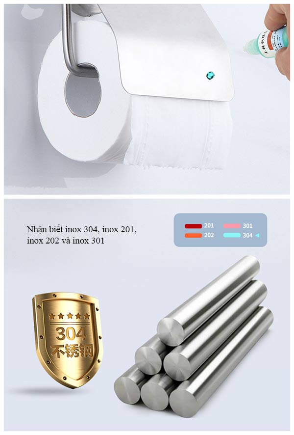 Kiểm tra chất lượng inox của móc treo giấy nhà vệ sinh