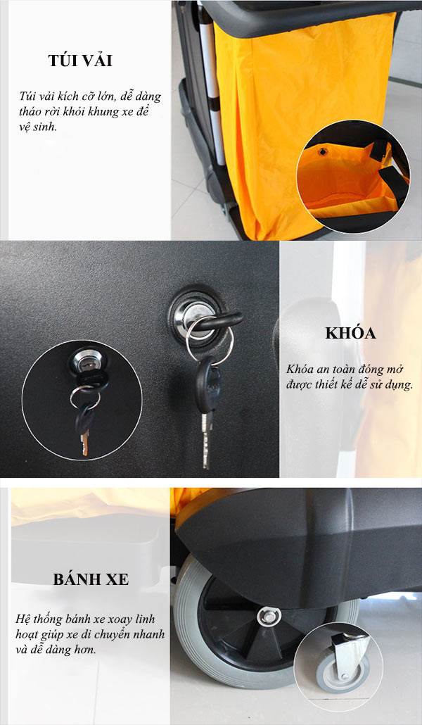 Xe đẩy đồ làm vệ sinh chuyên dụng