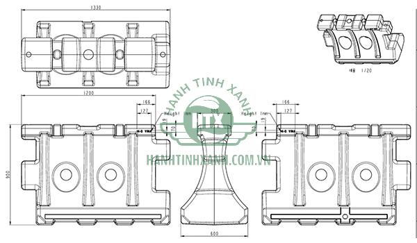 Bản thiết kế chi tiết của dải phân làn đổ nước