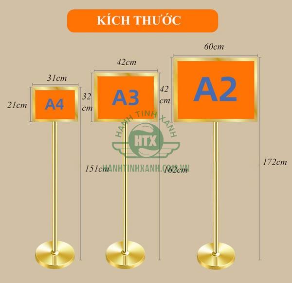 Tham khảo kích thước bảng menu 2 mặt khổ A4, A3, A2