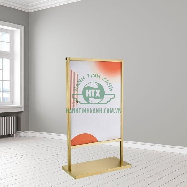 Bảng standee khung bằng inox mạ vàng sang trọng