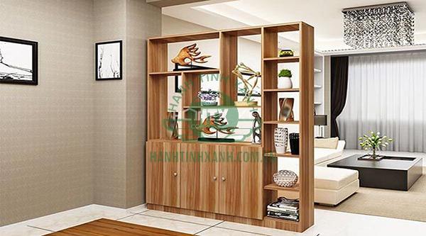 Kệ tủ phân cách không gian lại tăng thêm khu vực lưu trữ, để đồ