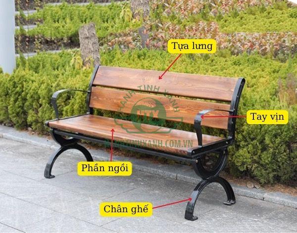 Chân dung các bộ phận cấu thành ghế công viên