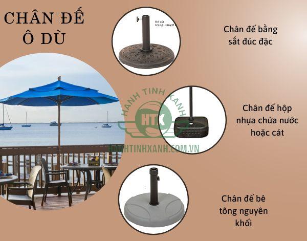 Các kiểu dáng chân đế ô dù đứng tâm tròn