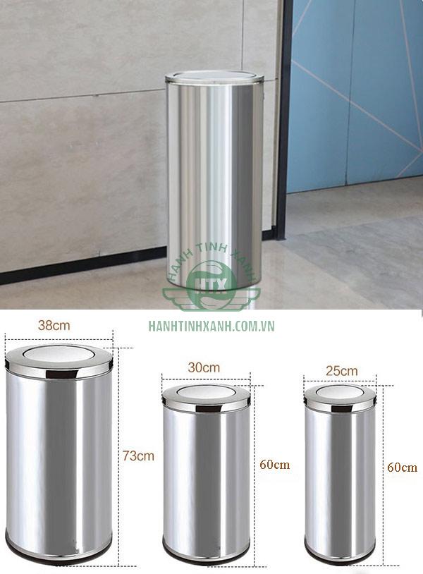 Kích thước thùng rác nắp lật bằng Inox