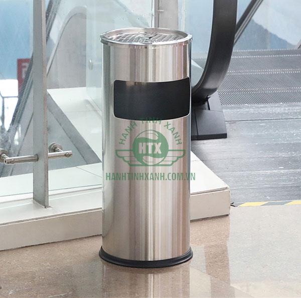 Thùng rác có gạt tàn bằng Inox