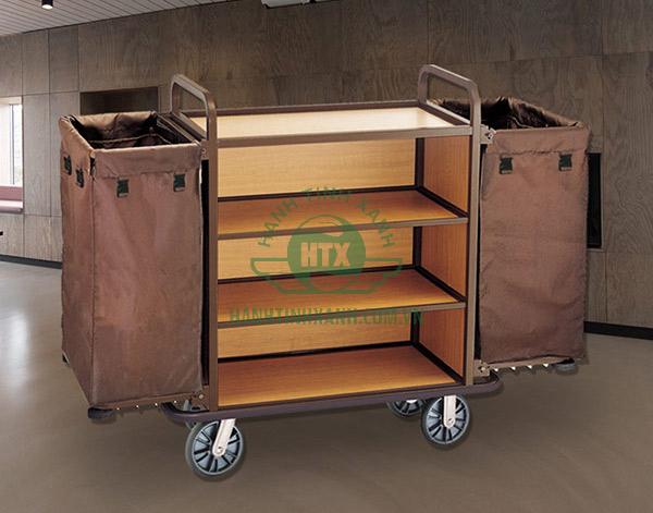 Xe dọn phòng khung thép phun sơn ngăn đựng bằng gỗ