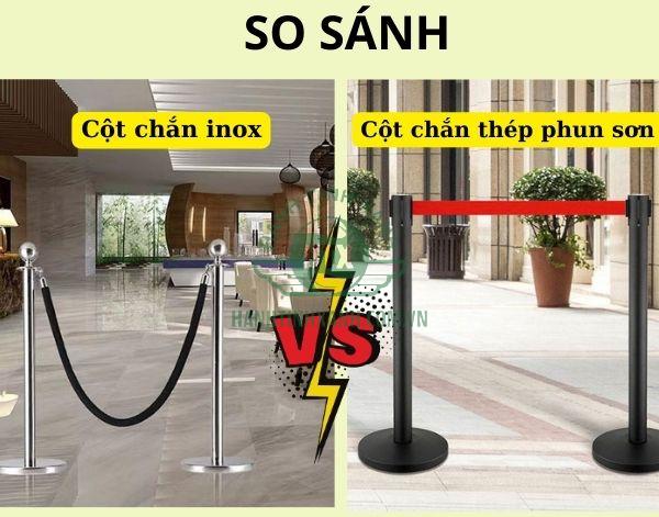 So sánh 2 loại cột chắn phân làn inox và thép phun sơn