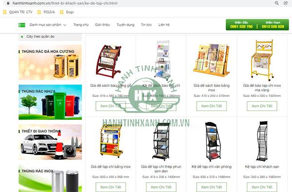 Các sản phẩm kệ tạp chí đăng tải trên website Hành Tinh Xanh