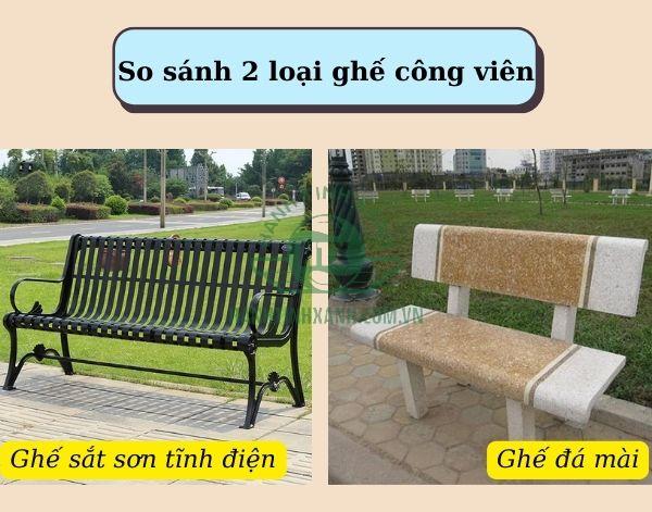 So sánh ghế công viên sản xuất từ đá mài và sắt sơn tĩnh điện