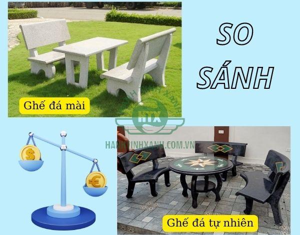 Cùng so sánh ghế đá tự nhiên và ghế đá mài