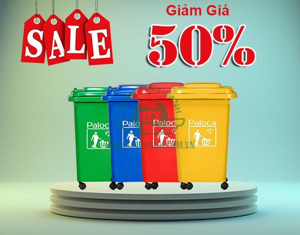 Giảm giá 50% khi mua thùng rác nhựa 60 lít cho toàn bộ khách hàng