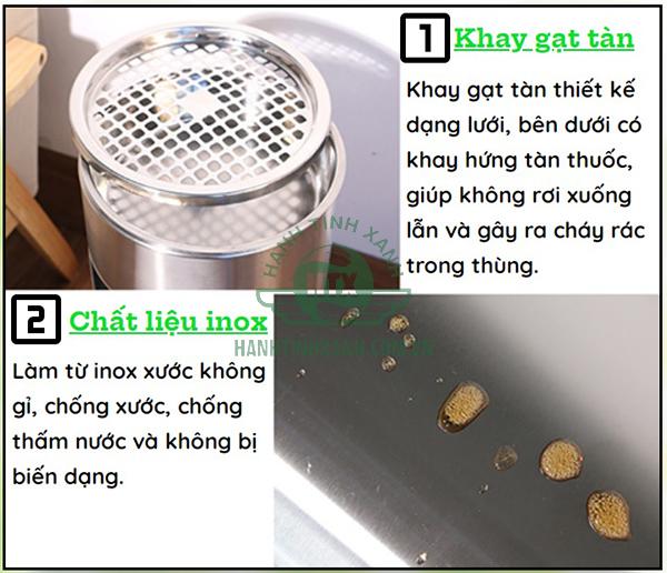 Hạn chế gạt tàn bừa bãi bằng thùng rác inox có gạt tàn