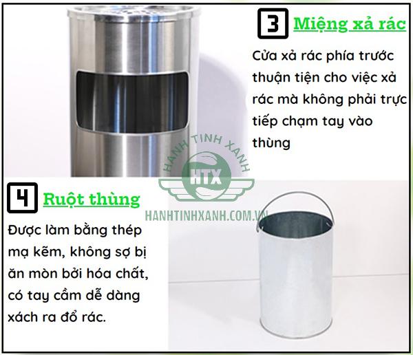 Hạn chế gạt tàn bừa bãi bằng thùng rác inox có gạt tàn