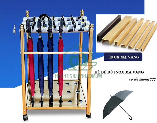 Inox mạ vàng ứng dụng sản xuất giá treo ô dù