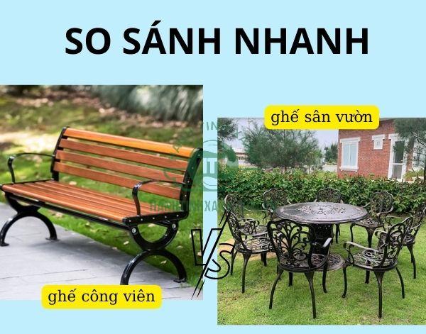 Tìm sự khác biệt giữa ghế công viên và ghế sân vườn