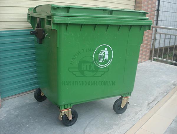 Thùng rác nhựa composite có 2 ngăn,4 bánh
