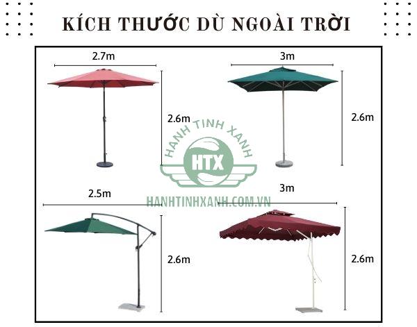 Những kích thước ô dù ngoài trời đang được ưa chuộng