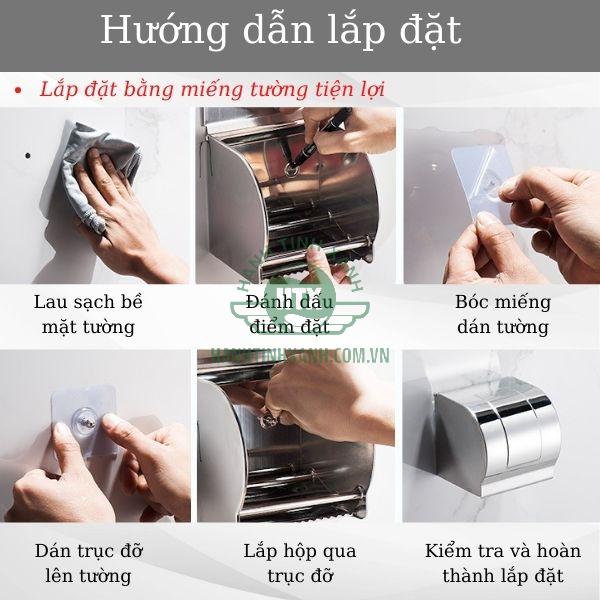 Hướng dẫn lắp hộp đựng giấy vệ sinh gắn tường bằng miếng dán