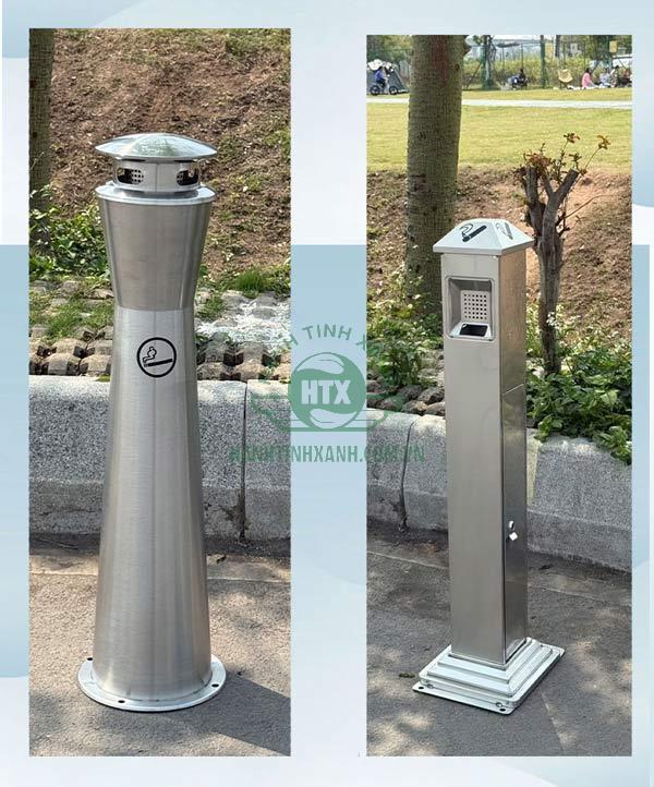 Mẫu cây gạt tàn inox có chân đế có thể bắt vít cố định