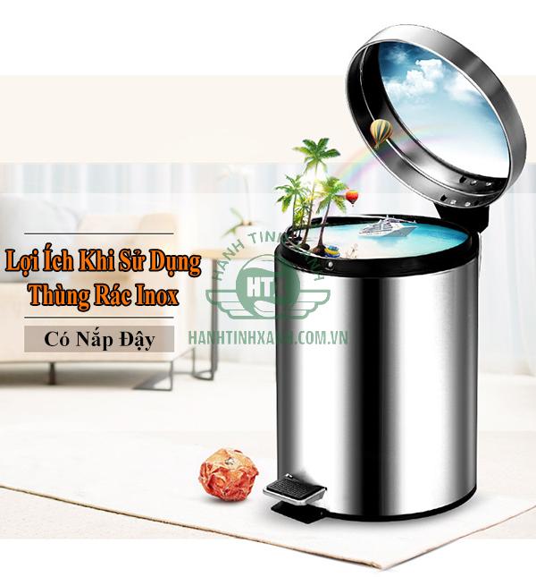 Lợi ích khi sử dụng thùng rác inox có nắp