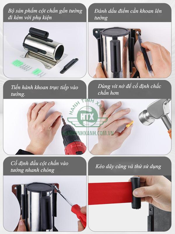 Quy trình lắp đặt đầu cột chắn gắn tường