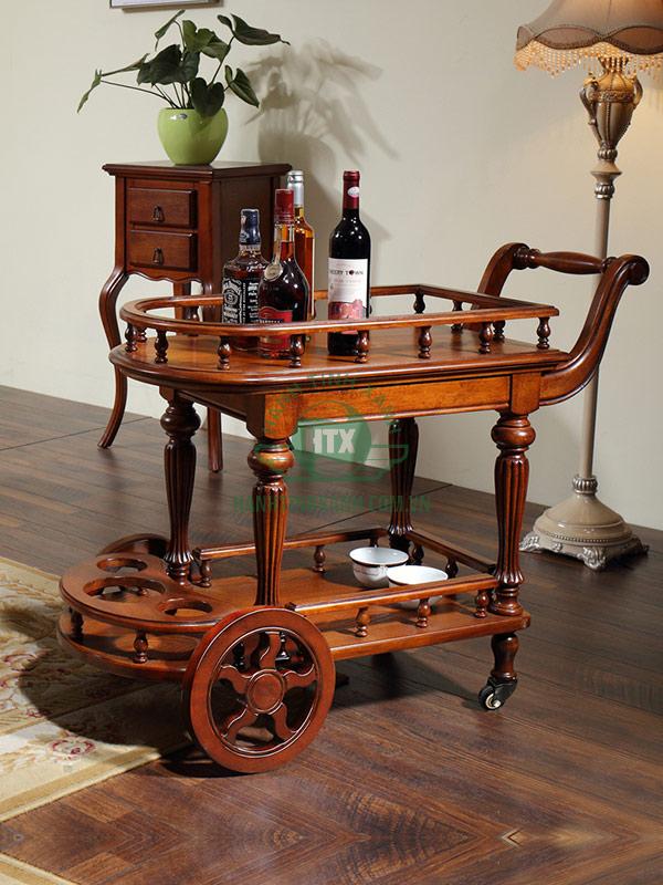 Xe đẩy rượu bằng gỗ phong cách tân cổ điển