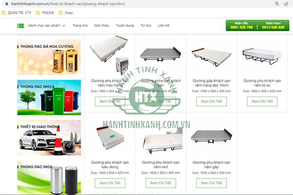 Website bán extra bed khách sạn của Hành Tinh Xanh