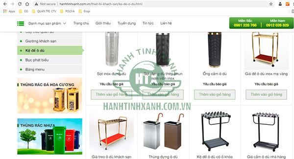 Website Hành Tinh Xanh bán online giá kệ để dù