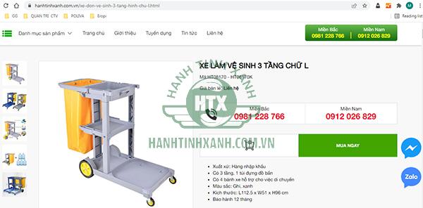 Xe đẩy dụng cụ vệ sinh của Hành Tinh Xanh được mô tả bằng hình ảnh rõ ràng