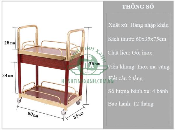 Sản phẩm xe đẩy rượu bằng gỗ được mô tả kỹ càng