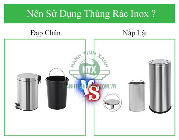 Nên chọn thùng rác inox đạp chân hay nắp lật