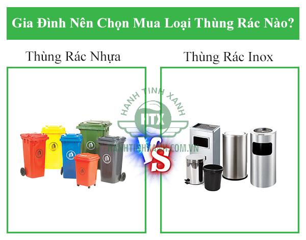 Gia đình nên chọn thùng rác inox hay thùng rác nhựa?