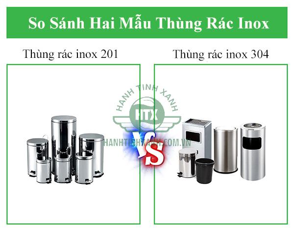 So sánh thùng rác inox 201 và inox 304