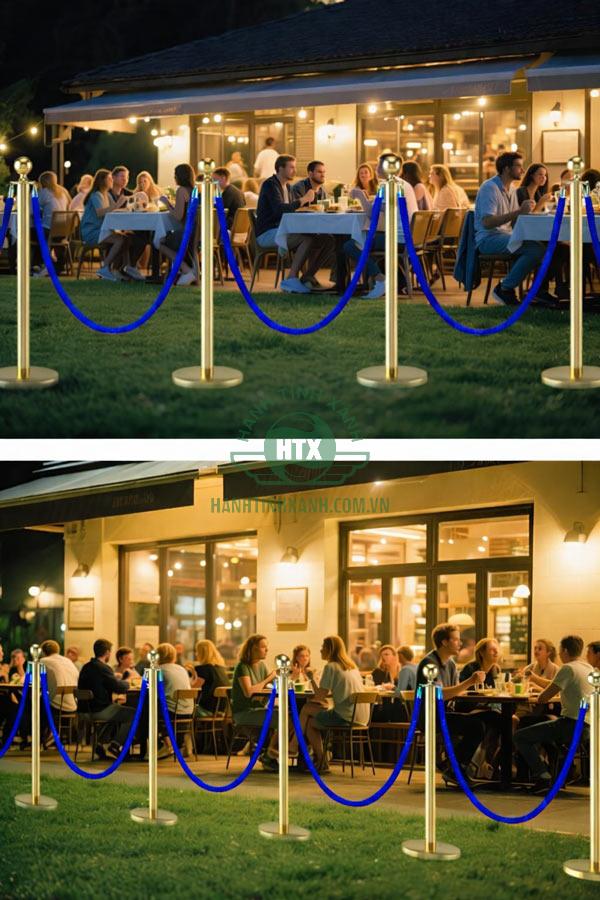 Dây nhung màu xanh biển trong tiệc dịch vụ ngoài trời