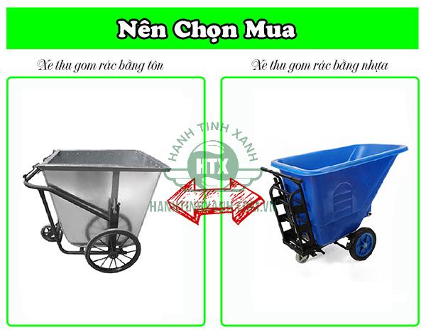 Nên mua xe gom rác bằng tôn hay xe gom rác bằng nhựa