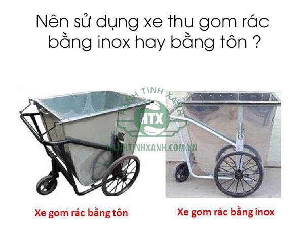 Nên sử dụng xe thu gom rác bằng inox hay bằng tôn