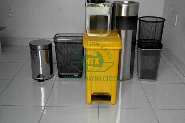 thùng rác inox, nhựa có nắp đậy, đạp chân inox 