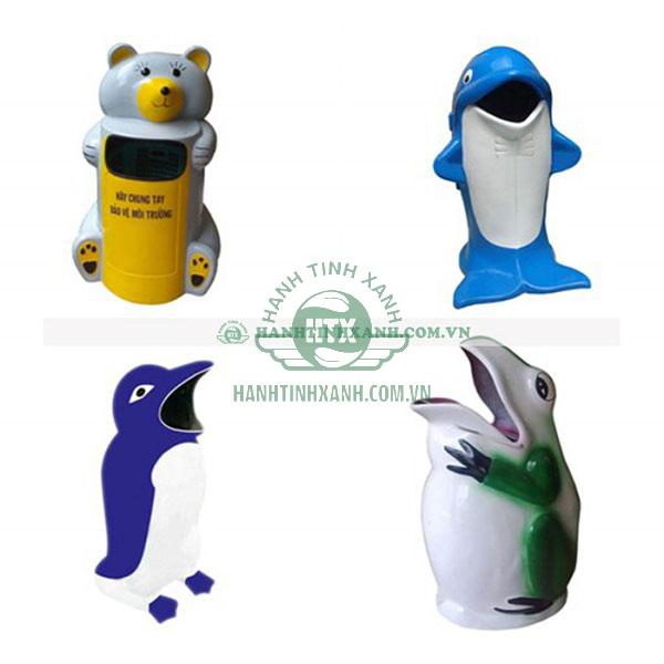 Thùng rác nhựa hình con thú  thích hợp với khu du lịch sinh thái 