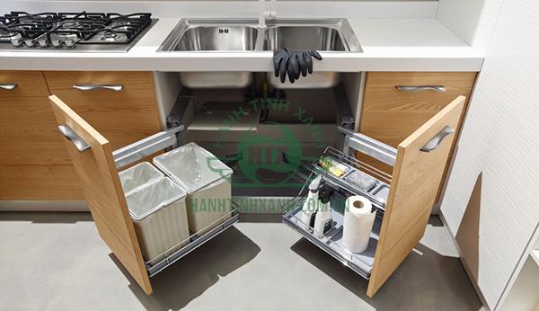 Sử dụng thùng rác 2 ngăn cho nhà bếp