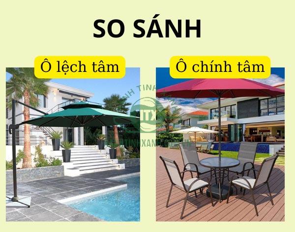 So sánh 2 loại ô dù che nắng mưa ngoài trời hiện nay