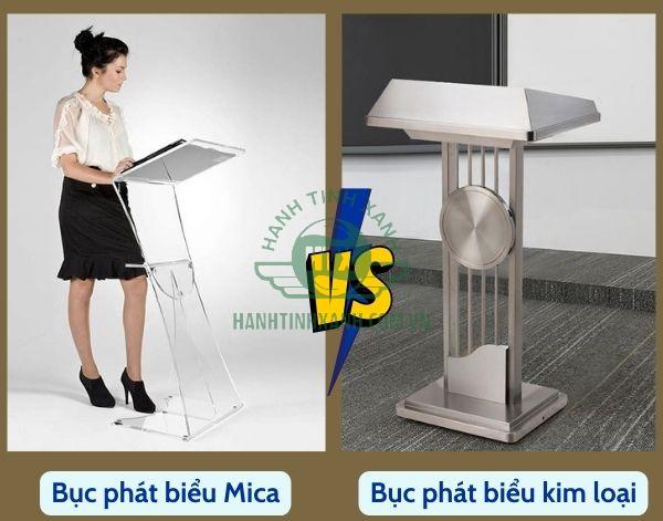 So sánh về thiết kế giữa bục phát biểu bằng mica và kim loại