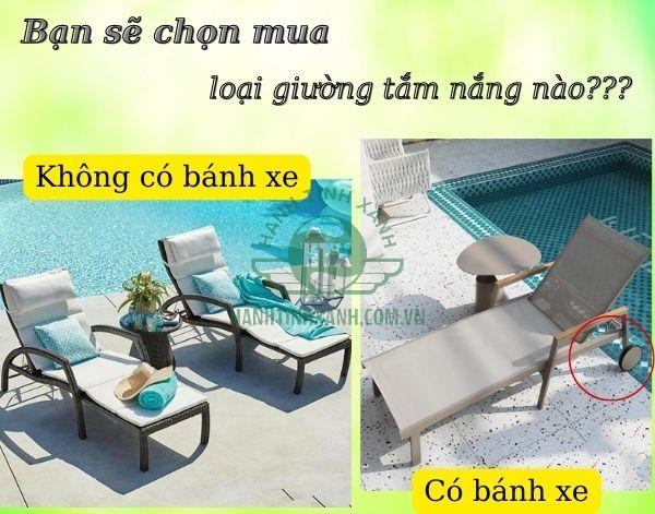 So sánh nhanh 2 loại giường tắm nắng hồ bơi hiện nay