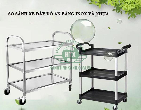 So sánh xe đẩy thức ăn inox và xe đẩy thức ăn bằng nhựa