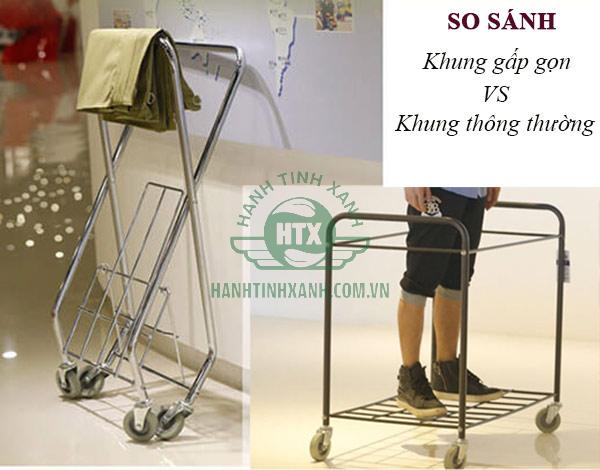 So sánh 2 loại khung gấp gọn và khung thông thường trong dòng xe giặt là